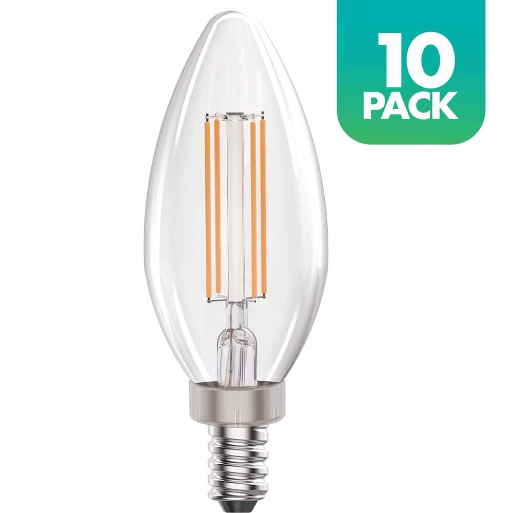 40-Watt Equivalent Dimmable E12 Filament Candle LED Light Bulb, 2700K Warm White Light, 10-Pack price history on PriceWatchPro