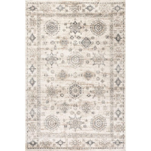 Nissa Traditional Medallion Area Light Grey 8 ft. x 10 ft. Indoor Area Rug