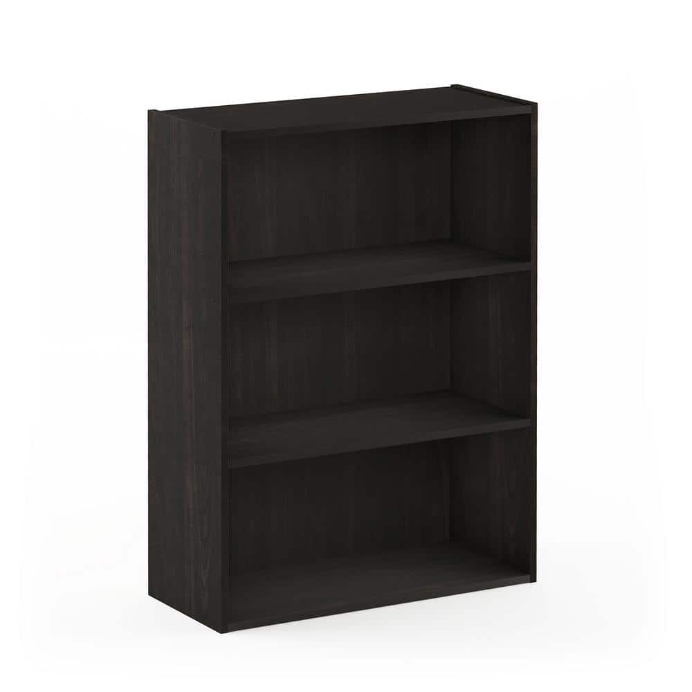 Espresso 3-Tier Wood Open Bookshelf