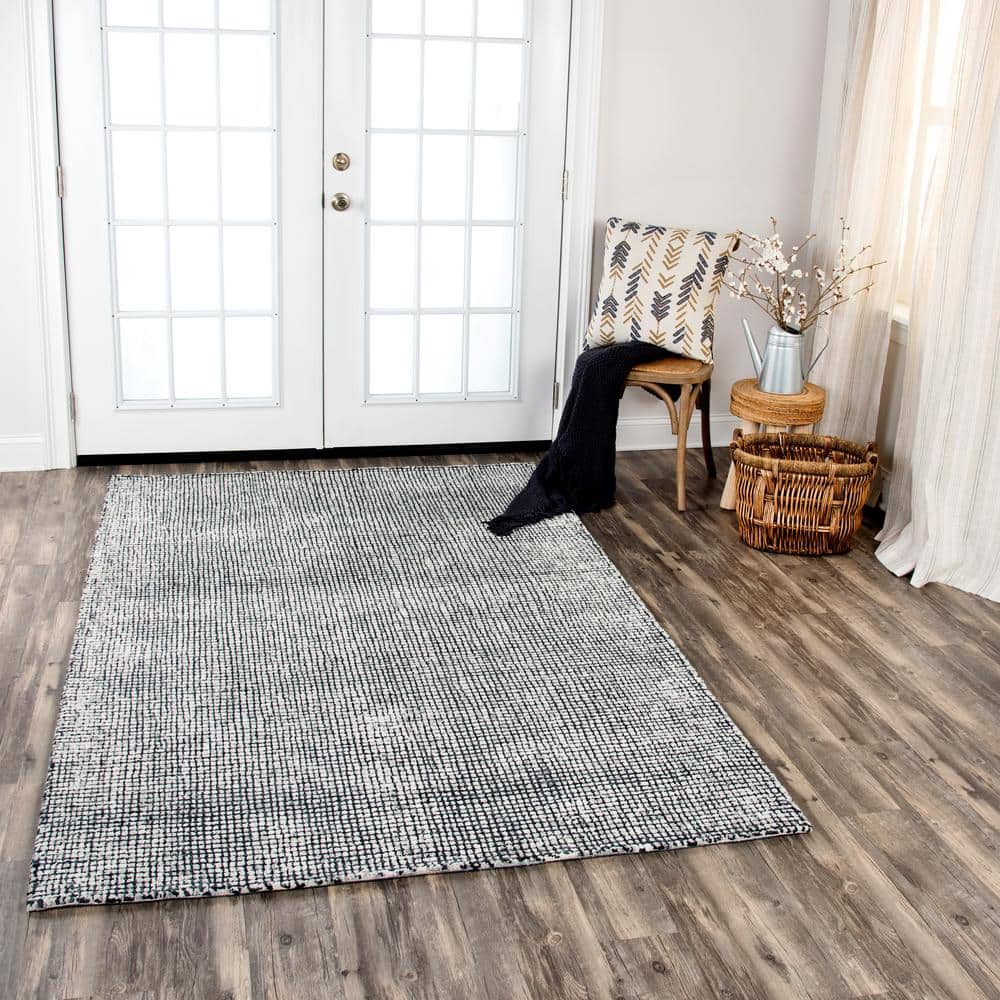 Storm Black and Beige Hand-Tufted Wool Area Rug
