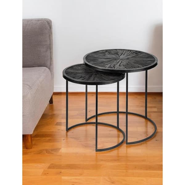 HomeRoots 19.7 in. Black Round Other End Table