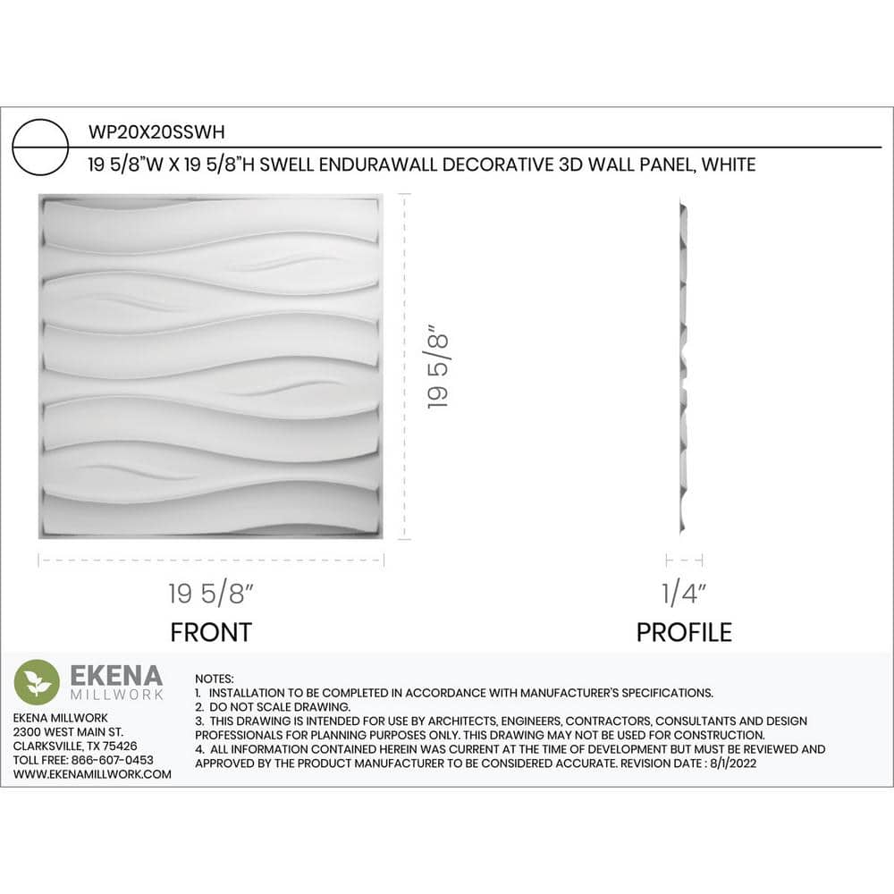 White Textured PVC 3D Decorative Wall Panel 19.63" x 19.63"