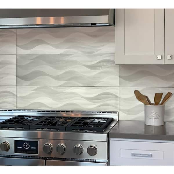 Ripple 11.7 in. x 39.2 in. White Ceramic Matte Floor and Wall Tile (15.93 sq. ft./case) 5-Pack