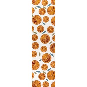 Aranciata Citrus Slice High-Low Orange/Cream 2 ft. x 8 ft. Indoor/Outdoor Area Rug
