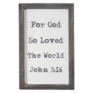14 in. H Dove Grey White Wooden Easter Wall Decor John 3:16 Shadow Box Frame