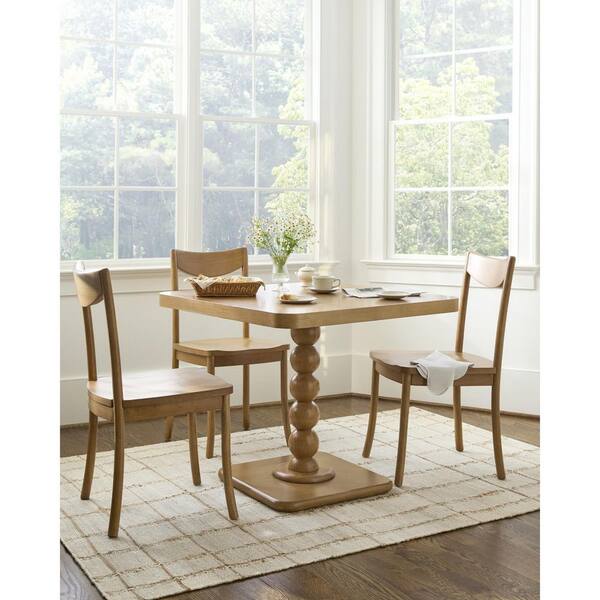 Becki Owens Modern Style Tan/Square Wood 36 in. Pedestal Dining Table Seats 4