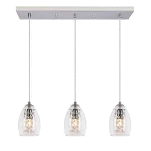 Harlotte 3-Light Chrome Crystal Pendant Light with Clear Glass Shade Modern Chandelier for Kitchen Island Dining Room