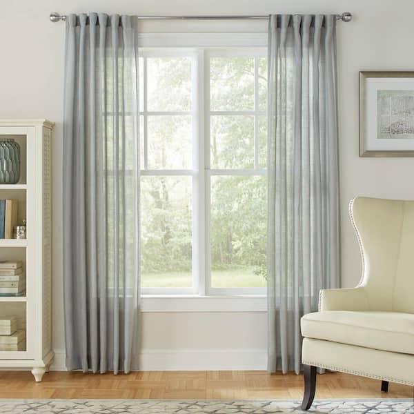 36 in. - 72 in. Telescoping 1 in. Single Curtain Rod Kit in Brushed Nickel with Ball Finial
