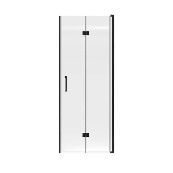 30 in. W x 72 in. H Bi-Fold Frameless Shower Door in Matte Black with Clear Glass