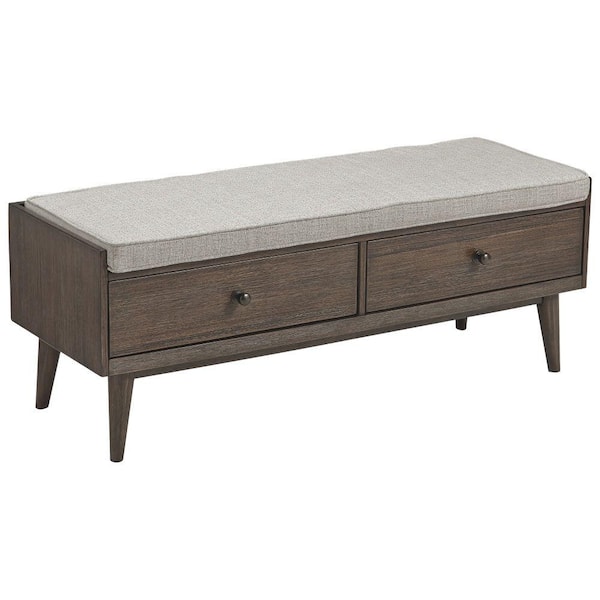 Benjara 17.5 in. Brown Backless Bedroom Bench with 2 Drawers