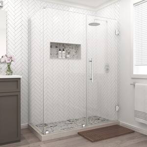 Bromley 63.25 in. to 64.25 in. x 32.375 in. x 72 in. Frameless Corner Hinged Shower Enclosure in Stainless Steel