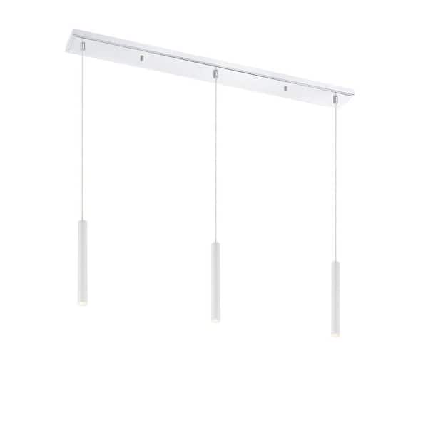 Unbranded Forest 5-Watt 3-Light Integrated LED Chrome Shaded Chandelier with Matte White Steel Shade