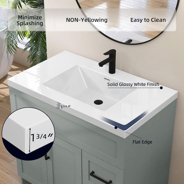 Zeafive Tor 36 in. W x 22 in. D Solid Surface Cultured Marble