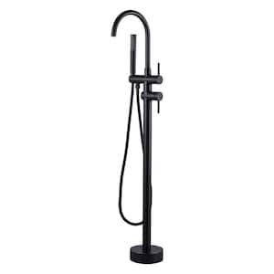2-Handle Freestanding Tub Faucet with Hand Shower in Oil Rubbed Bronze