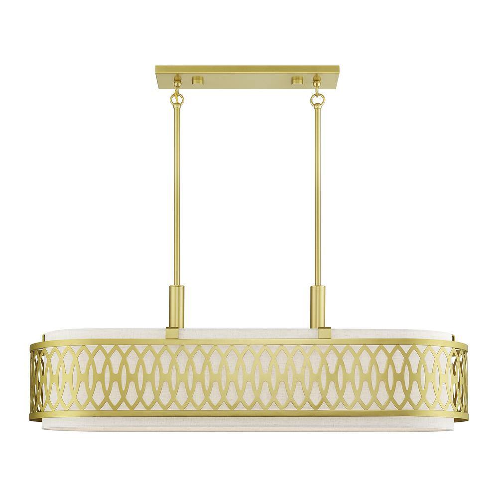 Vistaview 6-Light Soft Gold Linear Chandelier with Oatmeal Fabric Shade price history on PriceWatchPro