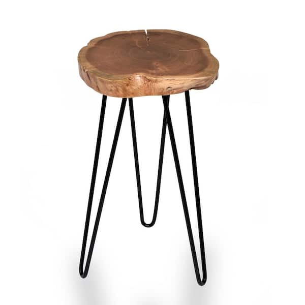 Carolina Forge Seti Live Edge 26 in. High Accent Table with Black Legs