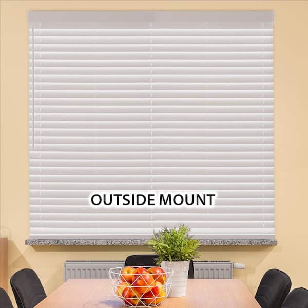 Home Decorators Collection - White Cordless Faux Wood Blinds for Windows with 2 in. Slats - 32 in. W x 36 in. L (Actual Size 31.5 in. W x 36 in. L)