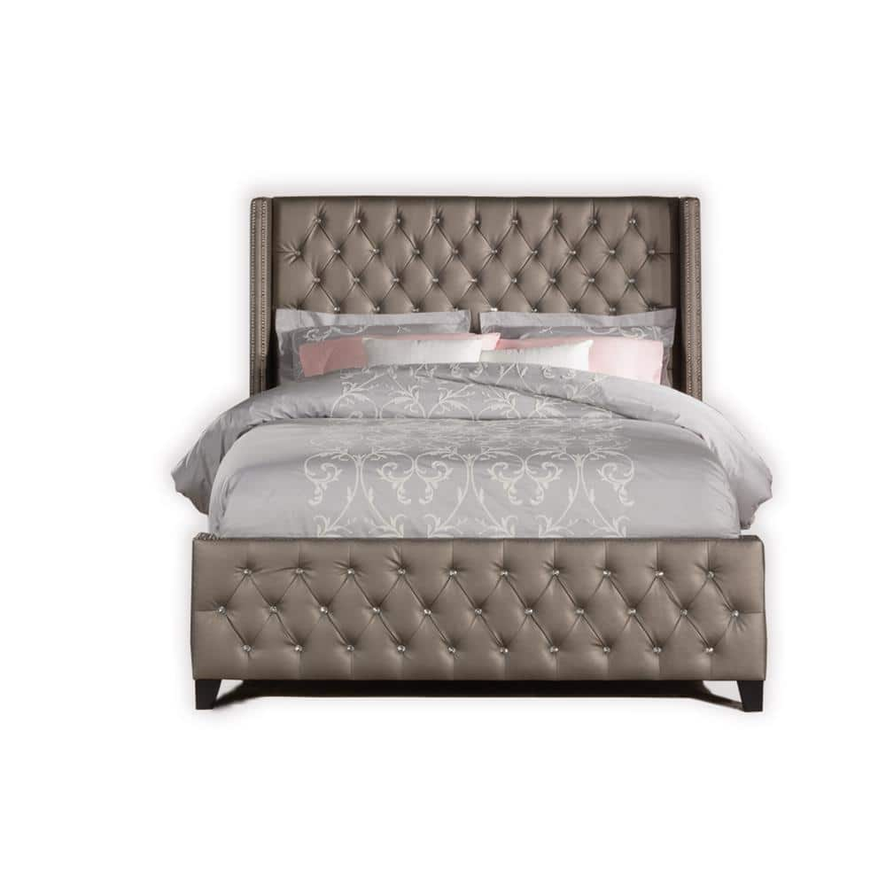 Memphis Queen Upholstered Bed, Textured Pewter -  Hillsdale Furniture, 1886BQR