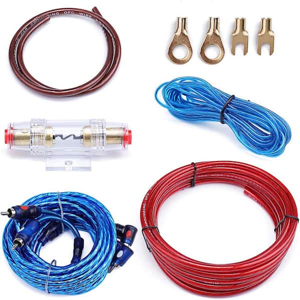 OBJLGEV 10 Gauge Amplifier Wiring Kit with RCA Interconnect and Speaker Wire for Car Audio Installation, Includes Fuse Holder