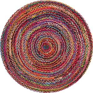 Braided Chindi Layer Multi 5 ft. 1 in. x 5 ft. 1 in. Area Rug