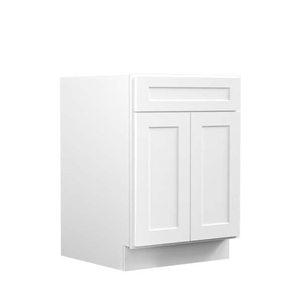 24 in. W x 24 in. D x 34.5 in. H Ready to Assemble Plywood Base Kitchen Cabinet in Shaker White
