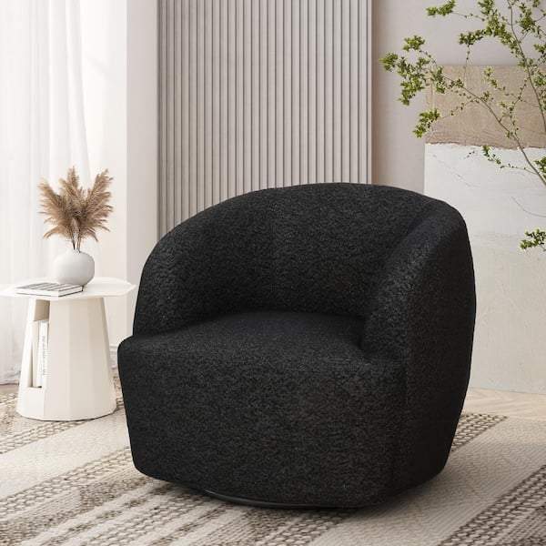 Noble House Anaura Black Fabric Arm Chair with Swivel (Set of 1)
