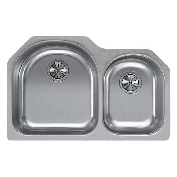 Elkay Lustertone Undermount Stainless Steel 31 in. 60/40 Double Bowl Kitchen Sink - Right Configuration