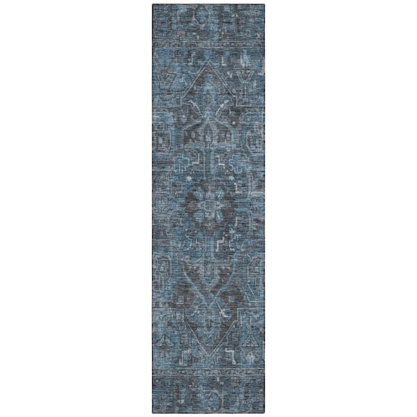 Chantille ACN571 Navy 2 ft. 3 in. x 7 ft. 6 in. Machine Washable Indoor/Outdoor Geometric Runner Rug