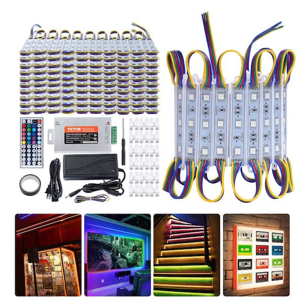 VEVOR 200PCS LED Storefront Lights 100ft. 0.96-Watt Integrated LED RGB Color Changing Shop Lights Remote Control 1 Pack