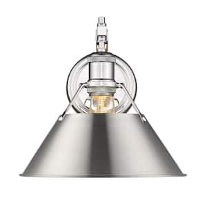 Orwell CH 1-Light Wall Sconce in Chrome with Pewter Shade