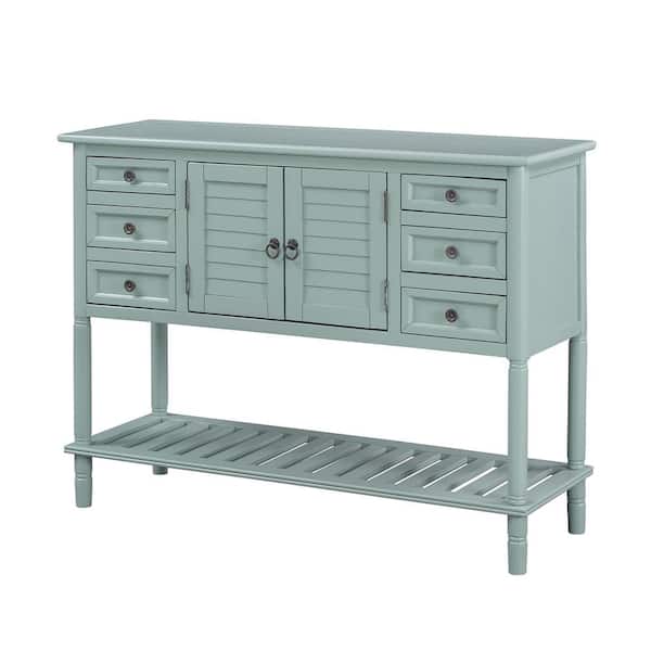 Tileon 45.2 in. W x 14.8 in. D x 34.2 in. H in Sage Wood Ready to Assemble Floor Kitchen Cabinet with 6-Drawer & Slat Shelf