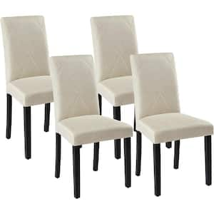 Dining Chairs Set of 4 Beige Modern Fabric and High Back & Solid Wood Legs, Upholstered Kitchen Chairs for Dining Room