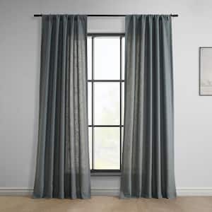 Dark Grey Classic Faux Linen Rod Pocket Light Filtering Curtain - 50 in. W x 108 in. L (1 Panel)