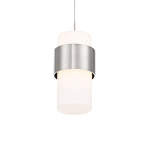 Banded 150-Watt Equivalent Integrated LED Brushed Nickel Mini Pendant with Glass Shade