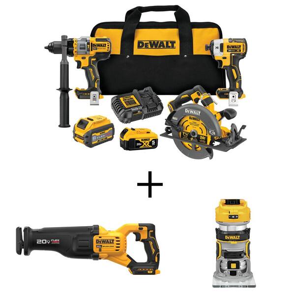 DEWALT 20V/60V MAX Lithium-Ion Cordless Combo Kit (3-Tool) W/20V ...