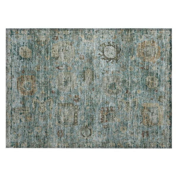 Chantille Machine Washable Indoor/Outdoor Abstract ACN2429 Teal 2 ft. x 3 ft. Accent Rug