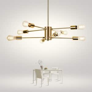 8-Light Modern Sputnik Chandelier Pendant Lighting Mid Century Gold Industrial Light Fixture for Living Room Dining Room