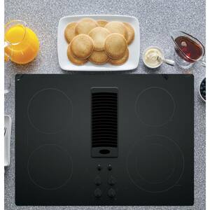 30 in. Downdraft Electric Cooktop in Black with 4 Elements