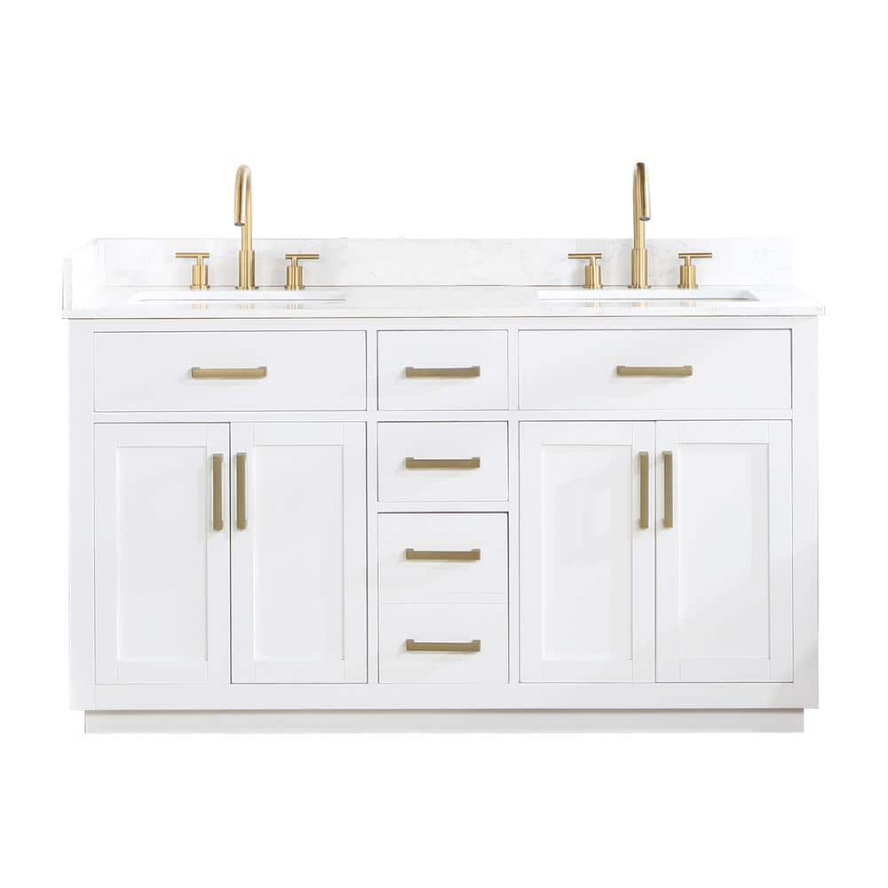 Altair Gavino 60 in. W x 22 in. D x 34 in. H Bath Vanity in White with