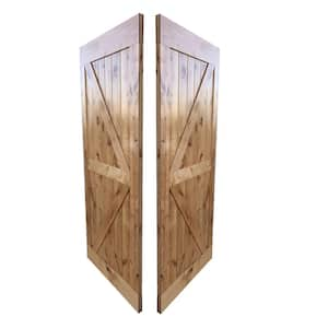 Double 36 in. x 84 in. Solid Core Clear Gloss Finish Alder Wood Bypass Sliding Barn Door with Hardware Kit