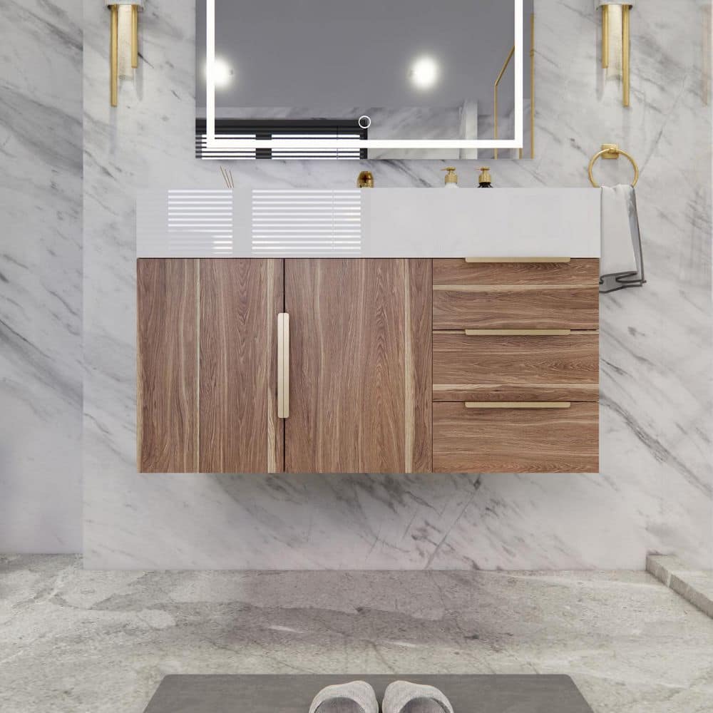 Bethany 36 in. W x 20 in. D x 22 in. H Single Sink Floating Bath Vanity in White Oak with White Acrylic Top price history on PriceWatchPro