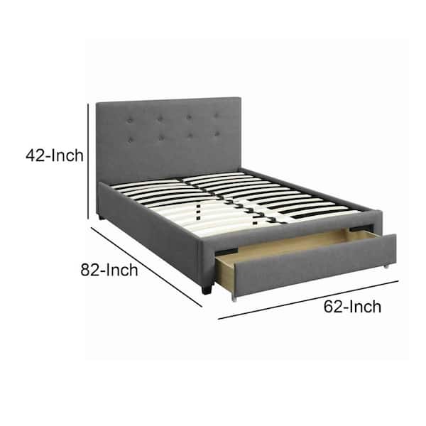 Gray Upholstered Wooden Queen Bed, Gray Tufted Velvet Headboard Queen Size Bed Dimensions