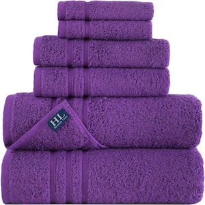 6-Piece Purple Turkish Cotton Bath Towel Set