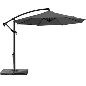 10 ft. Offset Cantilever Patio Umbrella with Base Included and Infinite Tilt in Dark Grey