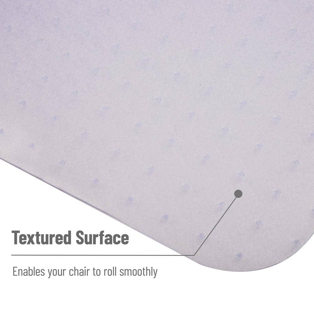 Clear Polypropylene Rectangular Chair Mat with Lip, 47.64 x 35.51 inches