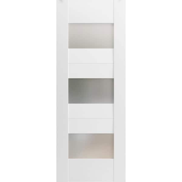 24 in. x 80 in. Solid MDF Frosted glass White Interior Door Slab