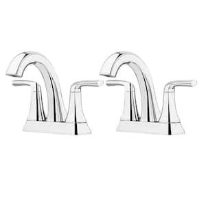 Ladera 4 in. Centerset Double Handle Bathroom Faucet in Polished Chrome (2-Pack)