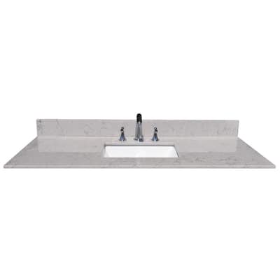 49 in. W x 22 in. D Engineered Stone Composite Vanity Top in Gray with White Rectangular Single Sink - 3 Hole