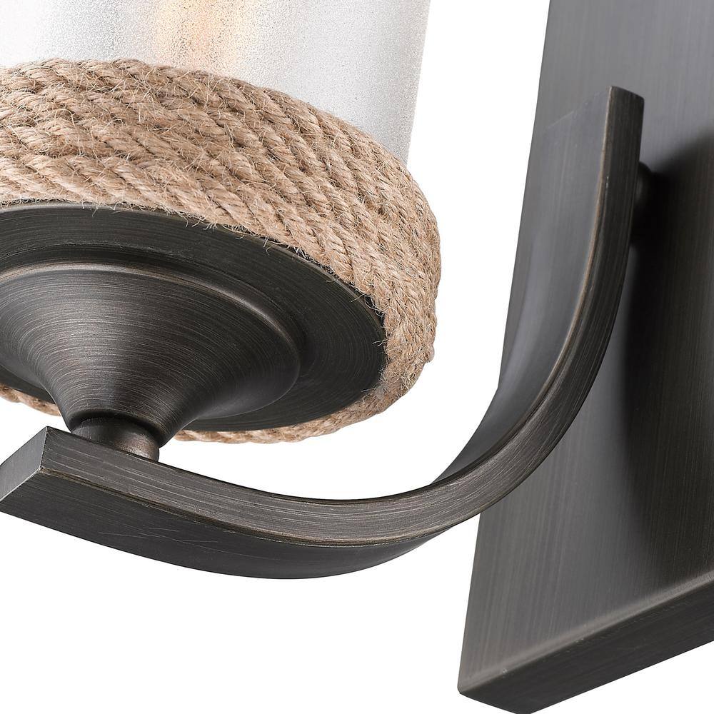 Rustic Bronze Nautical Bath Vanity Light with Frosted Glass