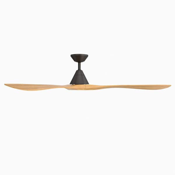 Carve 72 in. Smart Indoor/Outdoor Bronze/Honey Oak Downrod Mount Standard Ceiling Fan with Remote
